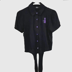 Disney Her Universe Tie Waist Top Size S Black "Hocus Pocus" Graphic Print‎ Back